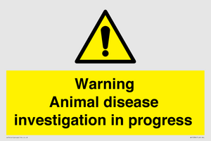 Warning Animal disease investigation in progress